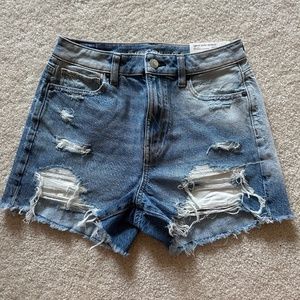American Eagle AEO Mom Short Medium Wash Denim Ripped Distressed NWT Size 2